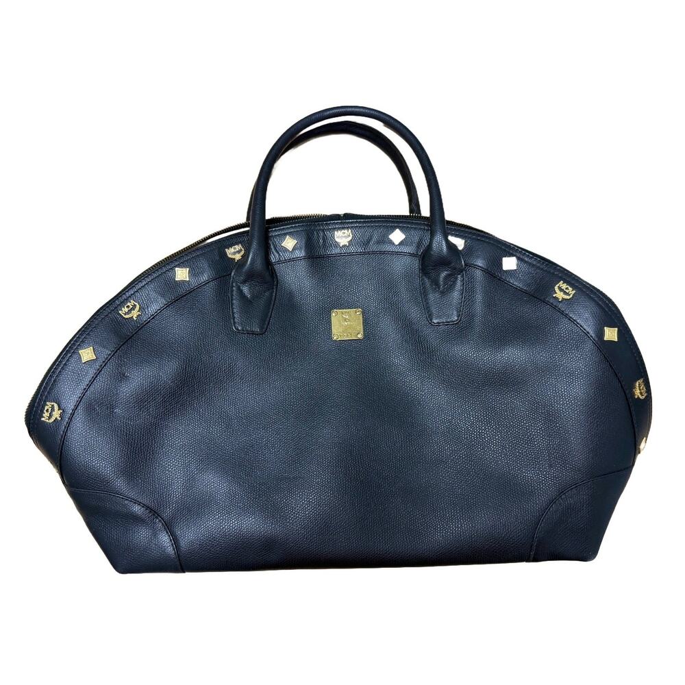 Vintage MCM Black Grained Leather Handbag | Purse from Nature Collection | COA